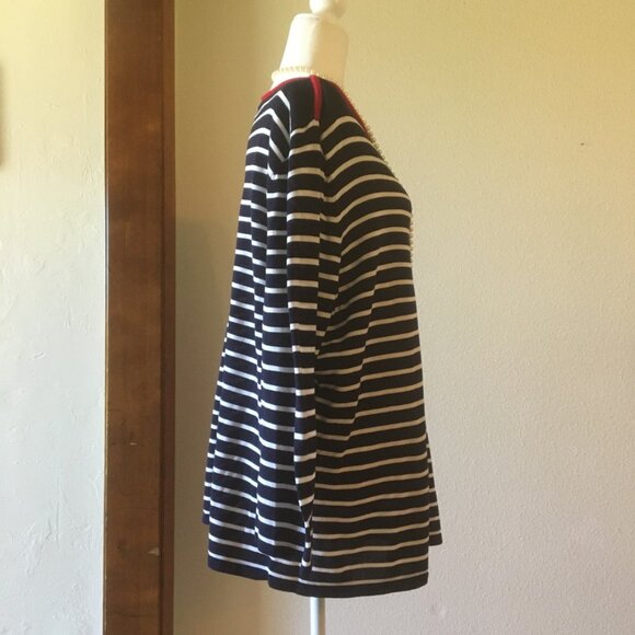 LRL Navy White Stripes Sweater Classic Pullover Preppy Boat Neck 100% Cotton XXL - Picture 4 of 6